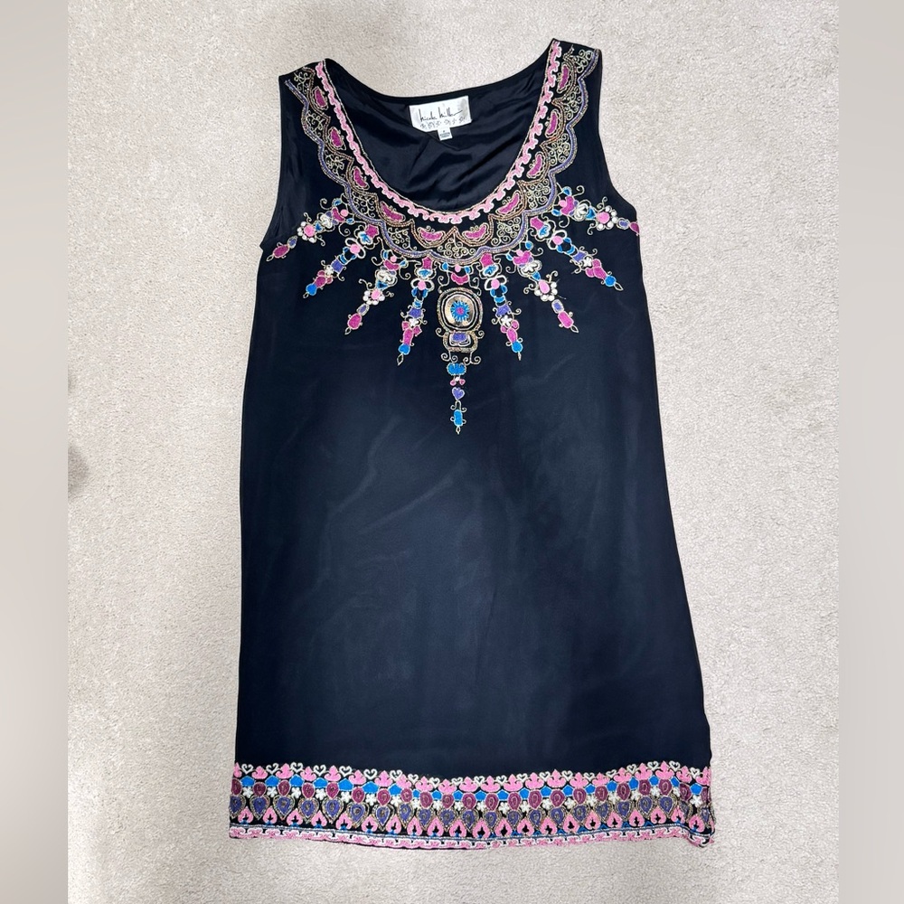 Nicole Miller Black Embellished Mini Dress